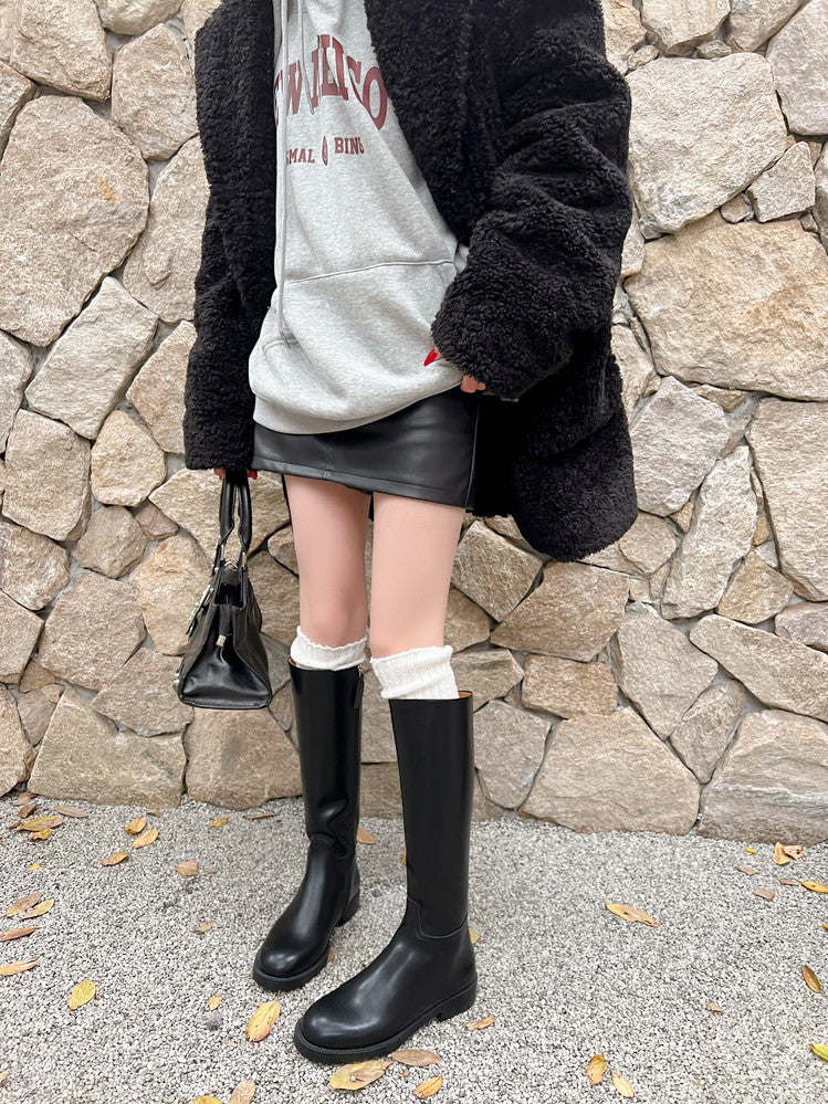 Karin Luna In Stock In-stock Basic Classic Timeless Round Toe Casual Riding Boots