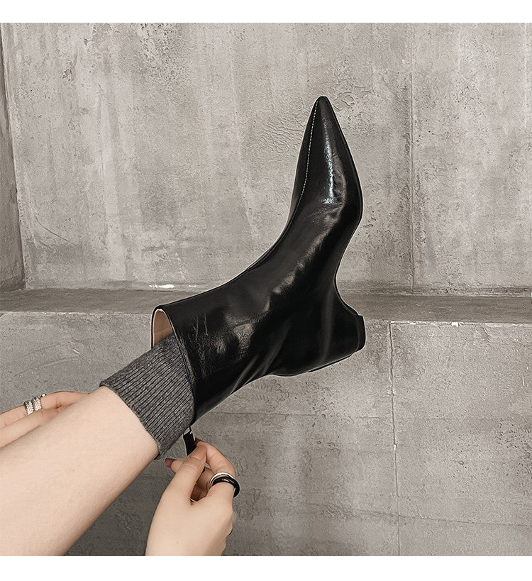 Karin Luna Versatile Elegant Style Pointed Toe Hidden Wedge Short Boots