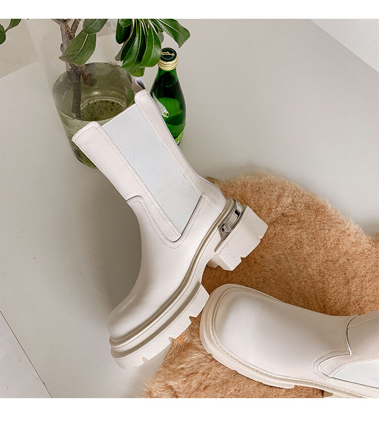 Karin Luna da Brand Series~Rear Metal Decoration Thick Sole Stretch Boots