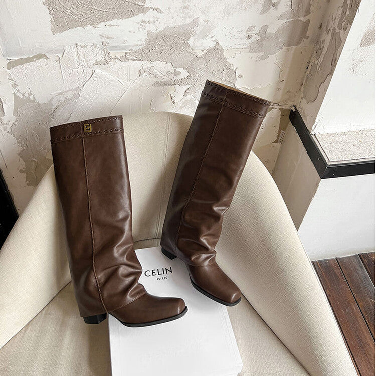 Karin Luna cool girl Stylish and Sweet Square-Toe Booties