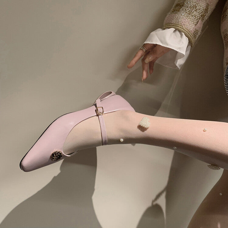 Karin Luna Camellia Story~In stock  Full Leather Shallow Mouth Single Shoes