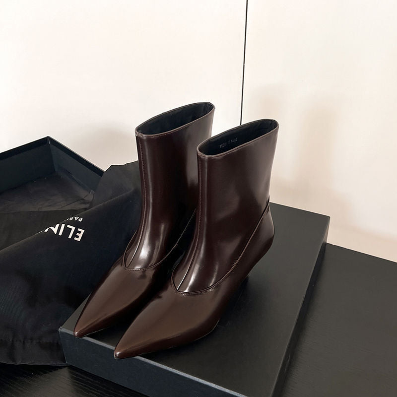 Karin Luna In Stock  Spot Goods Elegant kitten heel pointed toe trendy ankle boots