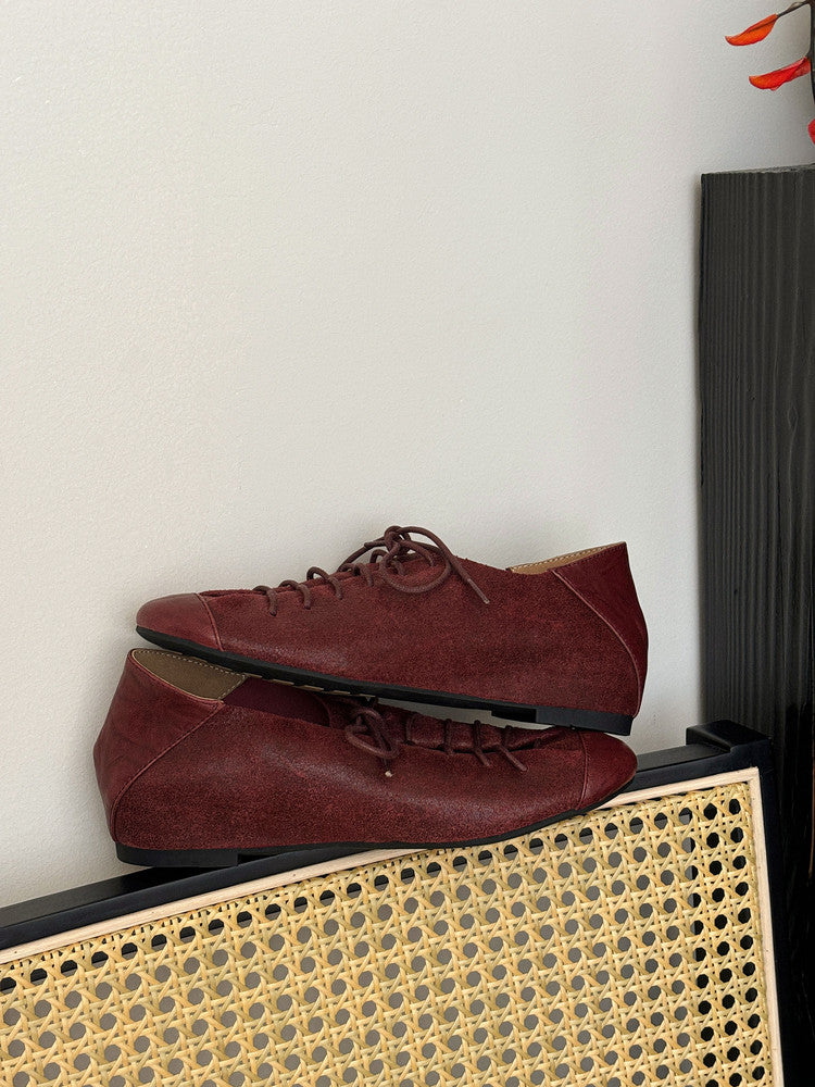 Karin Luna In Stock In Stock   Xiaohongshu Hot-Selling Lace-Up Round-Toe Deep Mouth Single Shoes