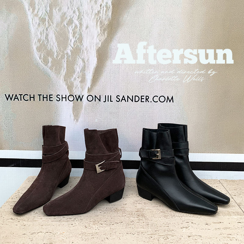 Karin Luna In Stock In Stock Hot-Selling Basic Old Money Style Retro Belt Buckle Short Boots