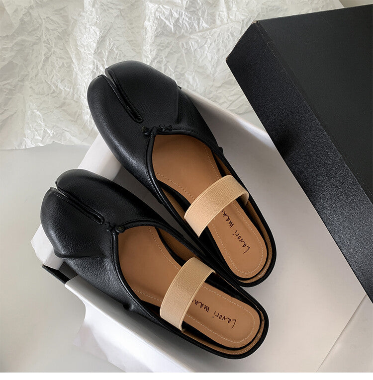 Karin Luna Classic Split-Toe Shoes  Explosive Pattern One-Strap Mary Jane Height-Increasing Full Leather Closed-Toe Slippers