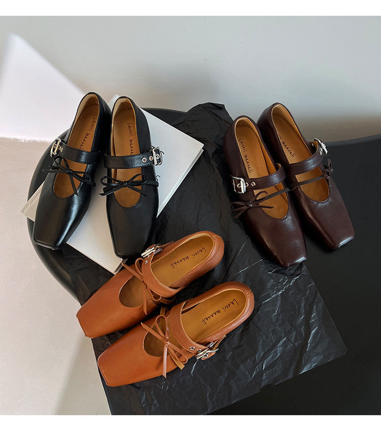 Karin Luna In Stock Spot Goods  Square Toe Internal Height Increase Detachable Bowknot