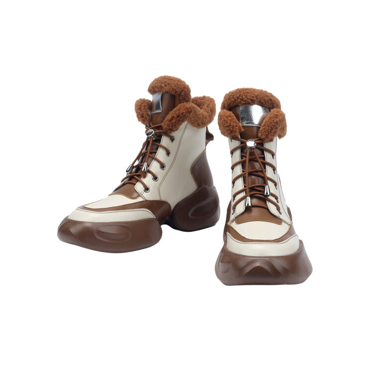 Karin Luna In Stock  Spot Goods  Hot-selling Sports Thick Sole Thickened Fur Snow Boots Full cowhide