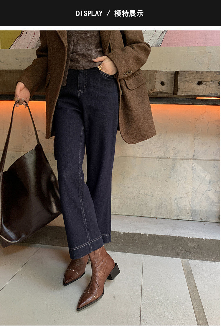 Karin Luna In Stock In Stock Slim Boots Series~Pointed Toe Rivet Slim Short Boots
