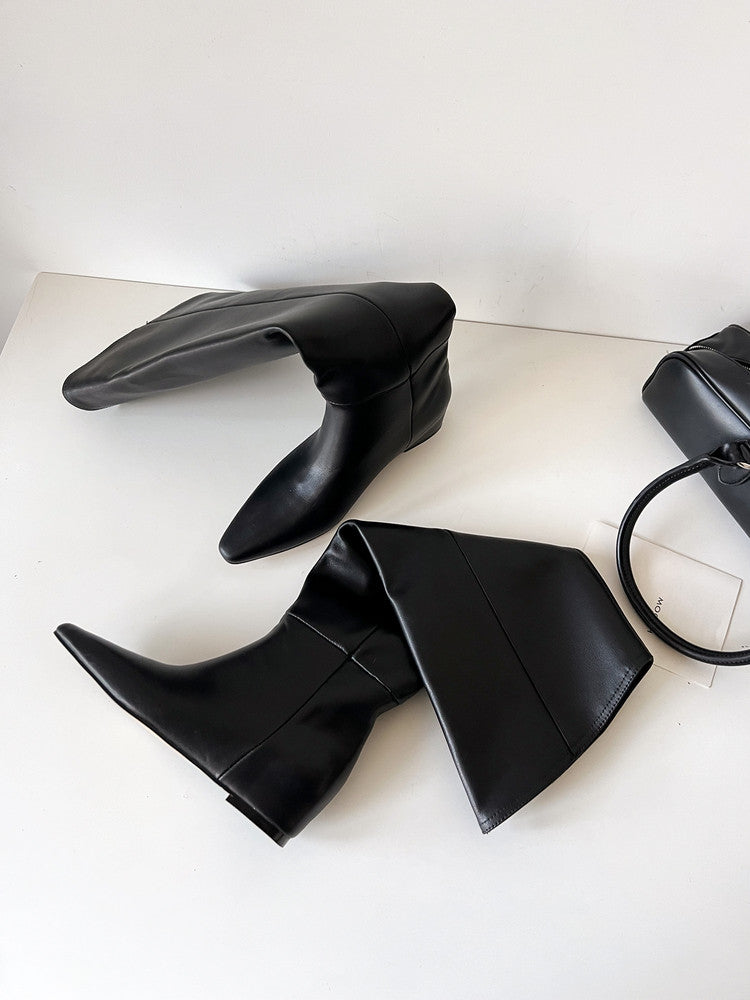 Karin Luna Elegant Style Slanted Inner Height-Increasing Long Boots