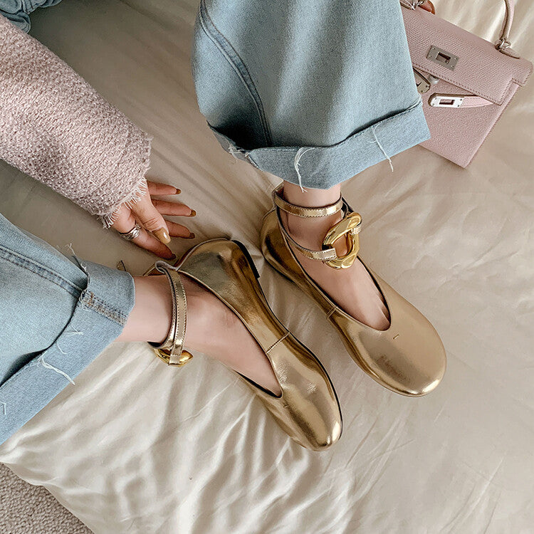 Karin Luna In Stock Large Stock Main Promotion  Two-Way Wear Height-Increasing Retro Gold Buckle Mary Jane Shoes