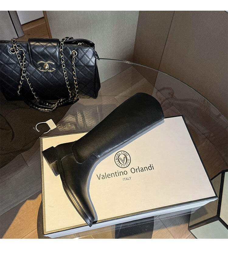 Karin Luna In Stock  Cowhide Niche Versatile Style Knight Boots