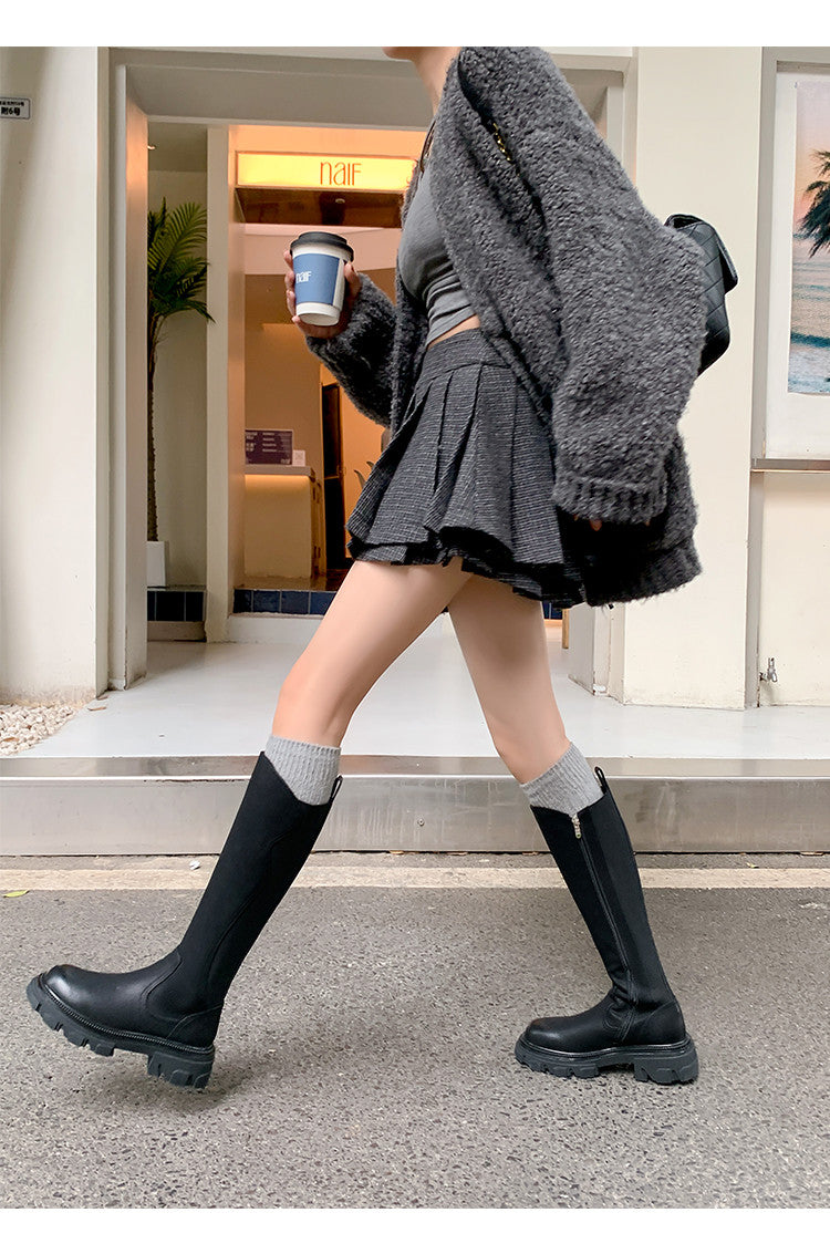 Karin Luna In Stock Versatile Irregular Stretch Fabric Long Boots