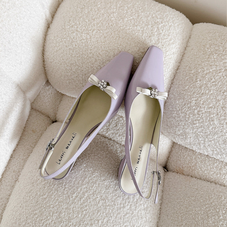 Karin Luna In Stock In Stock Sweet Bowknot Small Square Toe Chunky Heel Closed-toe Elegant Retro Sandals