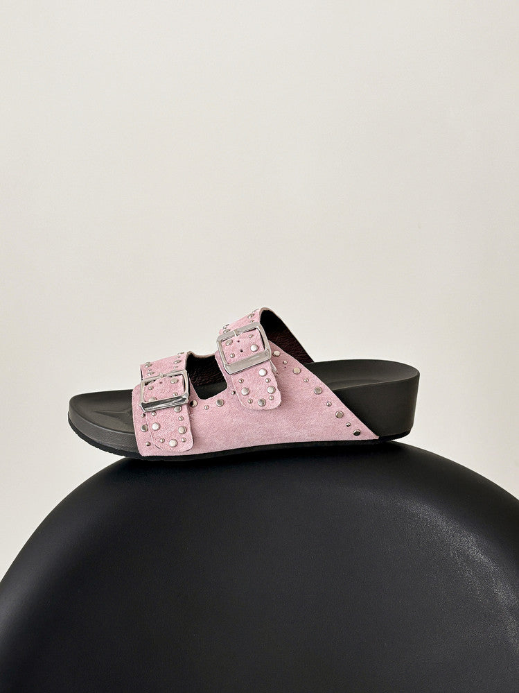 Karin Luna In Stock Spot Goods Casual Thick-Soled Belt Buckle Slippers