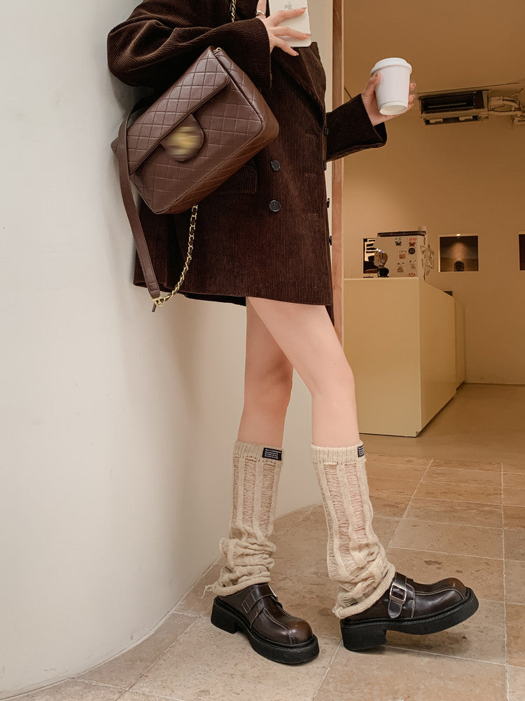 Karin Luna In Stock Spot Goods Metal Round Toe Cow Leather Thick Sole Flats