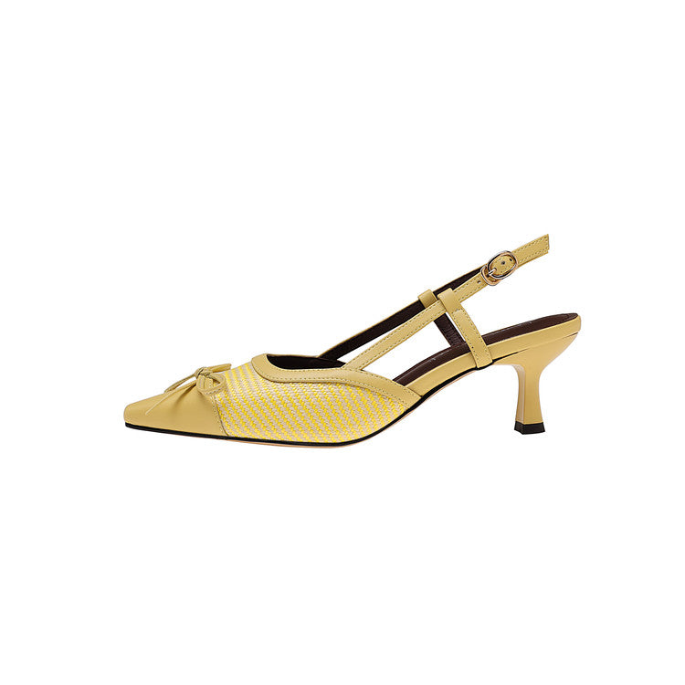 Karin Luna In Stock Spot Goods Braided Style Elegant Thin Heel Pointed Toe Closed-Toe Sandals