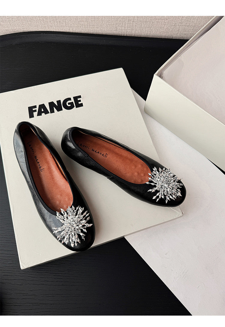 Karin Luna Full Leather Inside and Out~Gorgeous Fireworks Flat Granny Shoes
