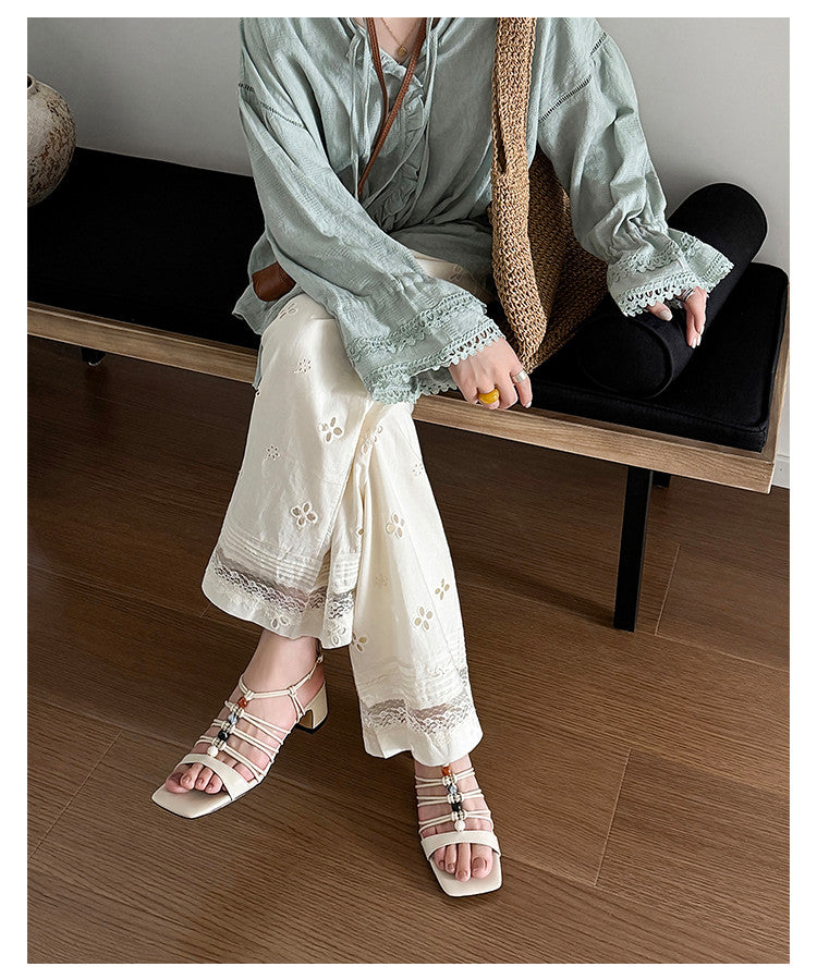 Karin Luna Bohemian Vacation Style~Square Toe Open Toe Sandals