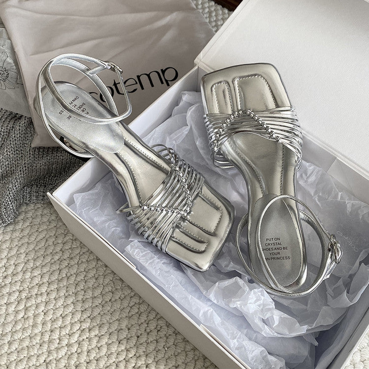 Karin Luna Data Hot Item  Comes with data plan included Hand-woven Square Toe Sofa Insoles Irregular Heel Sandals