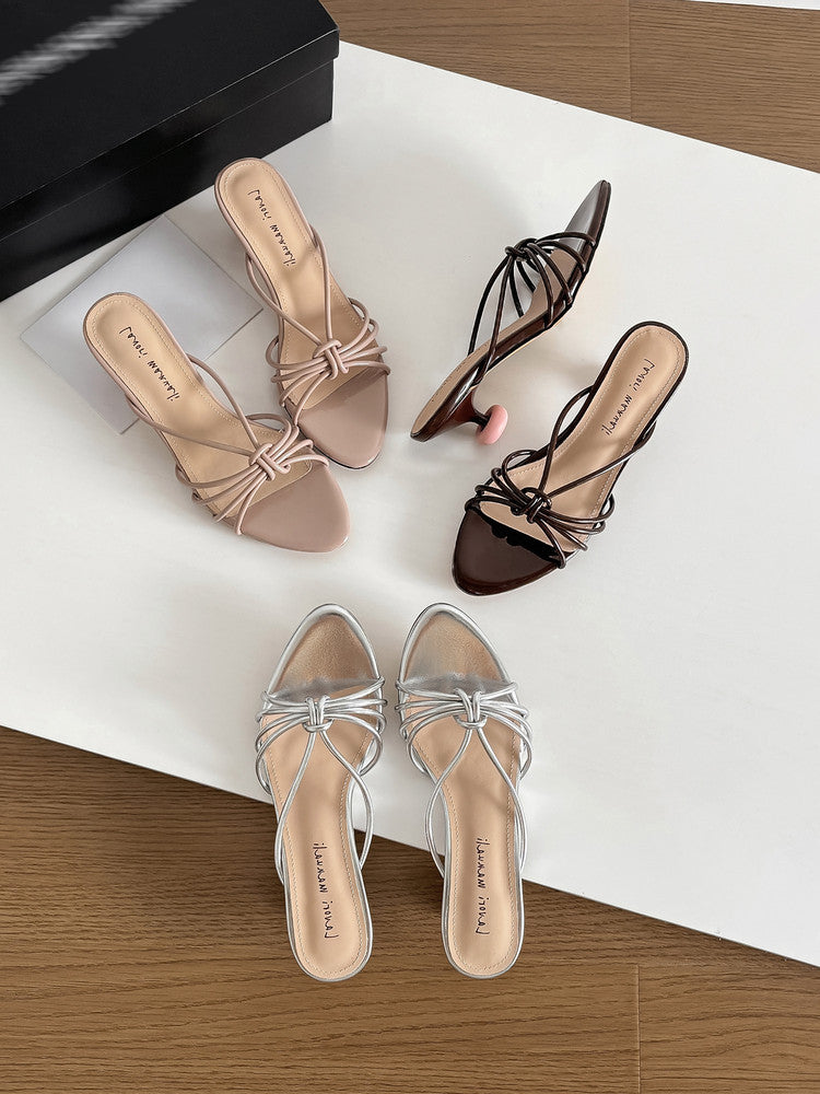 Karin Luna In Stock In Stock  In Stock Round Toe Cross Hollow Round Toe Stiletto Slippers