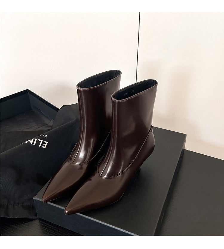 Karin Luna In Stock  Spot Goods Elegant kitten heel pointed toe trendy ankle boots