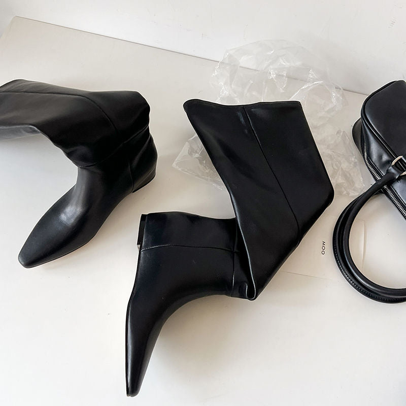 Karin Luna Elegant Style Slanted Inner Height-Increasing Long Boots