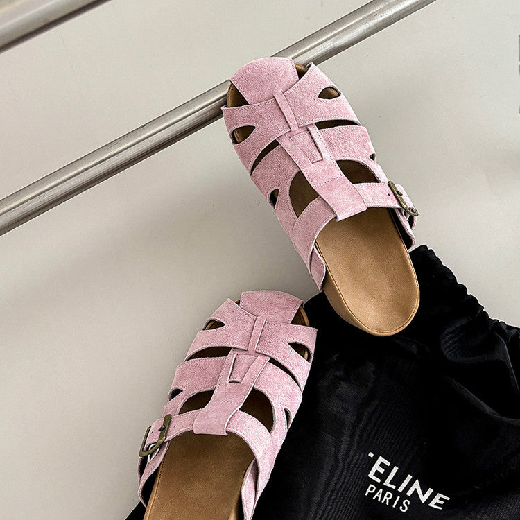 Karin Luna Full Layer Inside and Out~Basic Versatile Perforated Round Toe Birkenstock Slippers