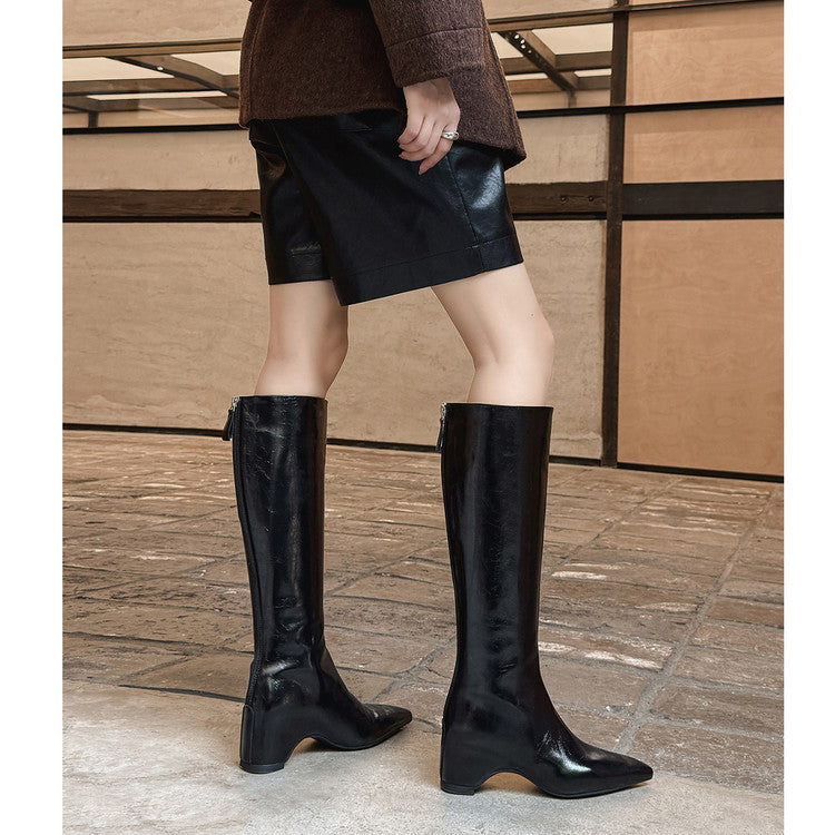 Karin Luna Elegant Style Pointed Toe Internal Height Increase Long Boots