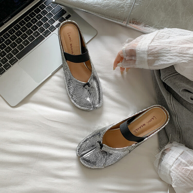 Karin Luna Classic Split-Toe Shoes  Explosive Pattern One-Strap Mary Jane Height-Increasing Full Leather Closed-Toe Slippers