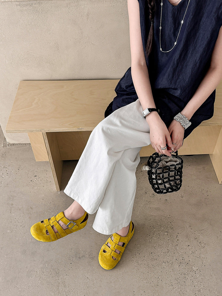 Karin Luna Full Layer Inside and Out~Basic Versatile Perforated Round Toe Birkenstock Shoes