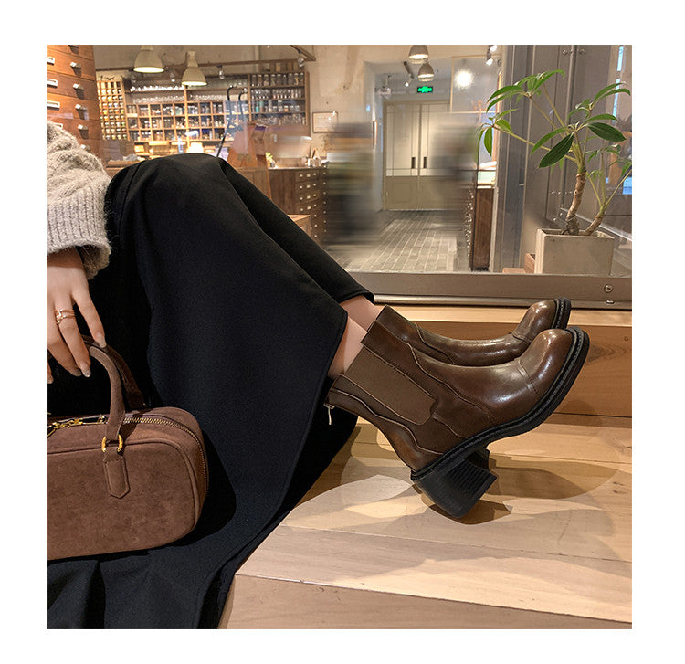 Karin Luna In Stock Spot Goods  Round Toe Stretch Round Toe Chelsea Short Boots