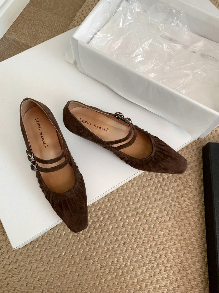 Karin Luna Full Leather Inside and Out Popular Element Amber Heel Elegant French Style Single Shoes