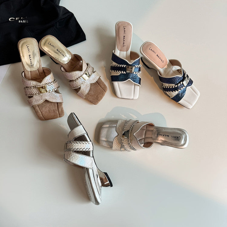 Karin Luna Fish Skin Series~ Hot-selling Square-Toe Slippers with Built-in Traffic