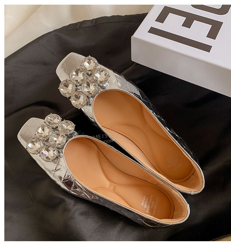Karin Luna High Quality Low Price ！Hot-selling Fasteners Full leather inside and out Trendy Plaid Fabric Super Beautiful Flat Cowhide Shoes