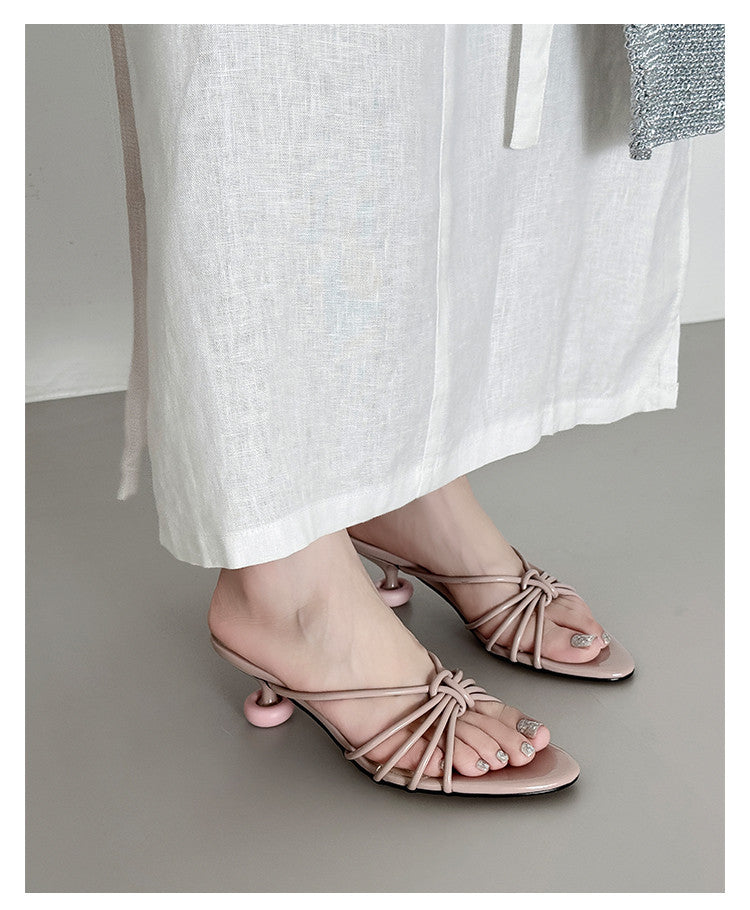 Karin Luna In Stock In Stock  In Stock Round Toe Cross Hollow Round Toe Stiletto Slippers