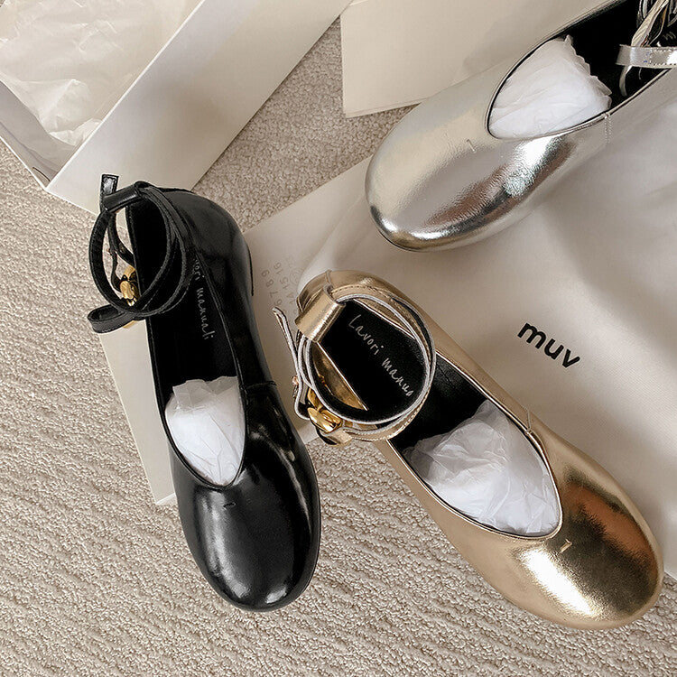 Karin Luna In Stock Large Stock Main Promotion  Two-Way Wear Height-Increasing Retro Gold Buckle Mary Jane Shoes