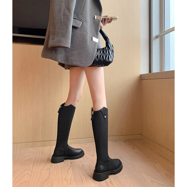 Karin Luna Hot-Selling In Stock   Basic Casual Hot-Selling Round-Toe Long Boots Full Cowhide Leather Long Boots Flat Bottom Hot Sale