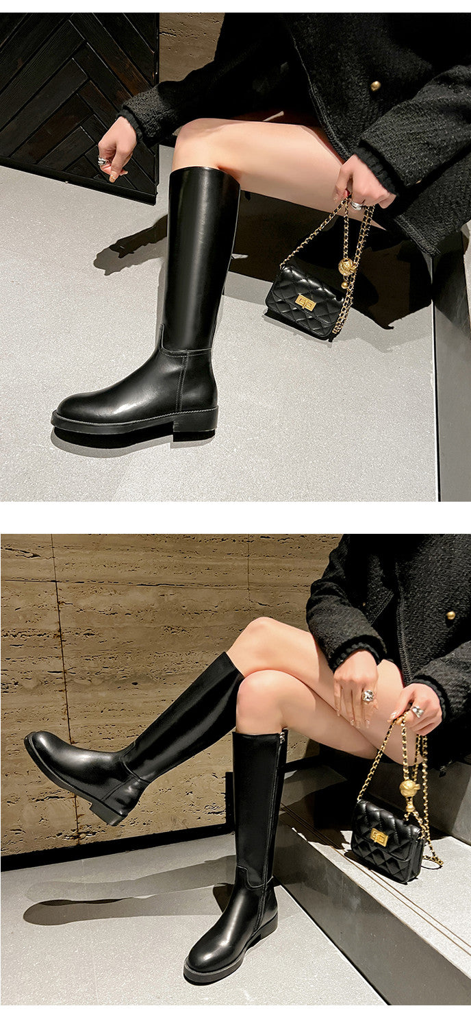 Karin Luna In Stock In-stock Basic Classic Timeless Round Toe Casual Riding Boots