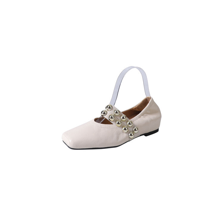 Karin Luna In Stock Spot Goods  Pig Nose Metal Strap Super Soft Granny Full Leather Mary Jane Shoes