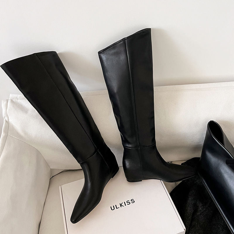Karin Luna Elegant Style Slanted Inner Height-Increasing Long Boots