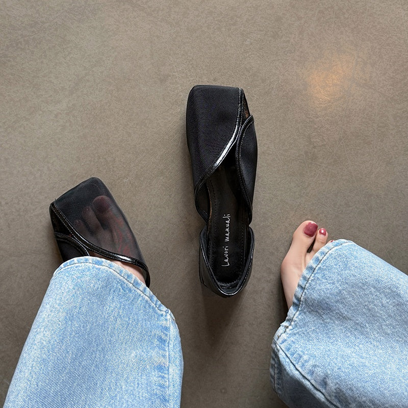 Karin Luna In Stock Spot Goods  Square Toe Mesh Sandals