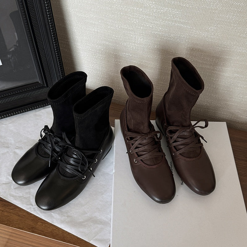 Karin Luna Round Toe Internal Height Increase Lace-up Ankle Boots