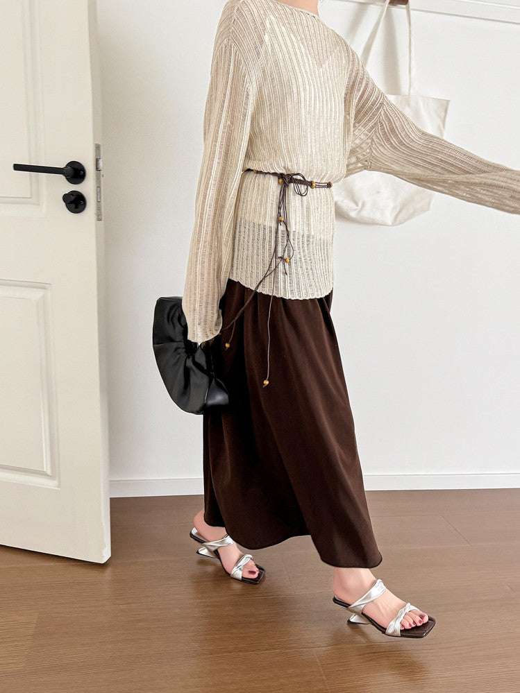 Karin Luna In Stock  Spot Goods   Square Toe One-Strap Irregular Heel Slippers