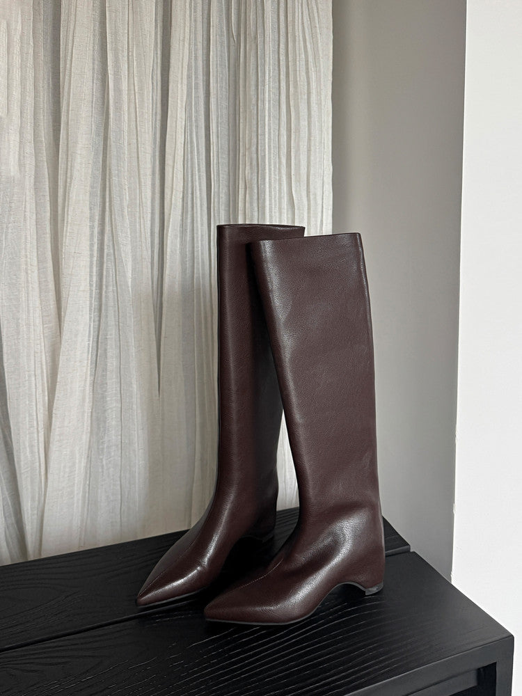 Karin Luna Hot-Selling Internal Height Increase Pointed Toe Straight-Leg Hot-Selling Long Boots