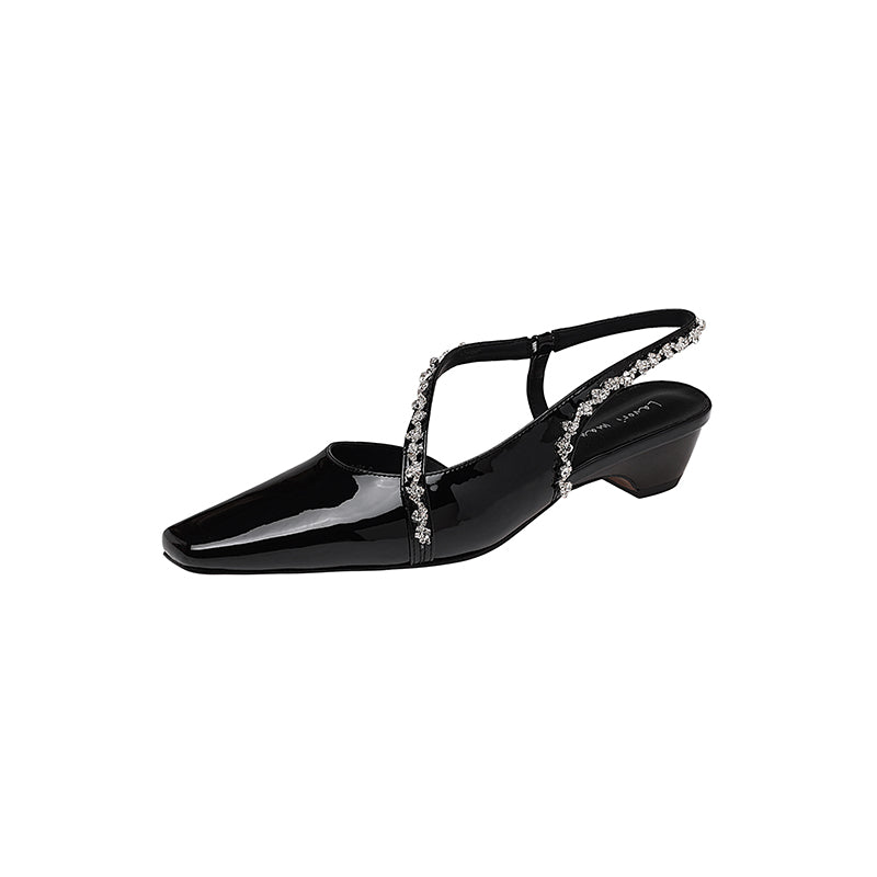 Karin Luna In Stock In Stock  Fresh Summer Vibes  Rhinestone Small Square Toe Elegant Closed-Toe Sandals