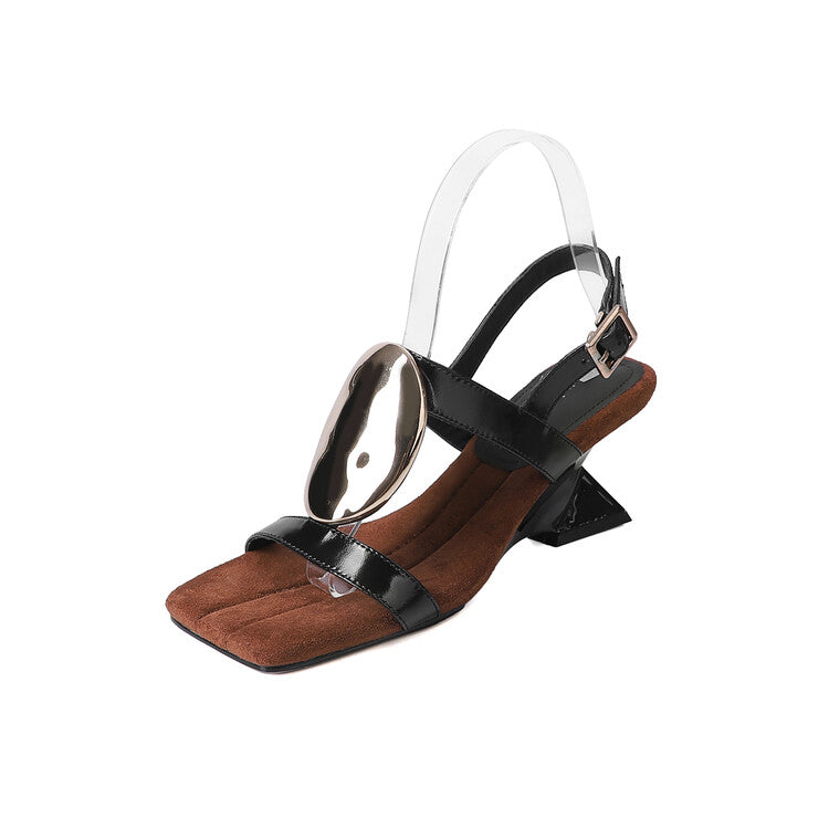 Karin Luna Hot-Selling Fasteners  Irregular Heel Open-Toe Sandals