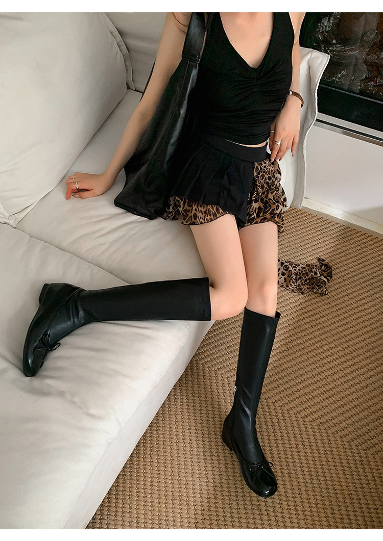 Karin Luna In Stock Spot Goods  Butterfly Knot Round Toe Hidden Heel Boots