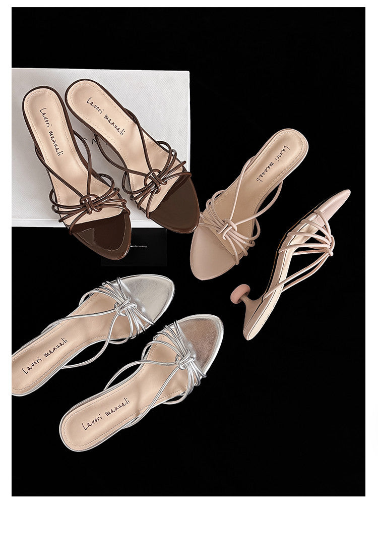 Karin Luna In Stock In Stock  In Stock Round Toe Cross Hollow Round Toe Stiletto Slippers