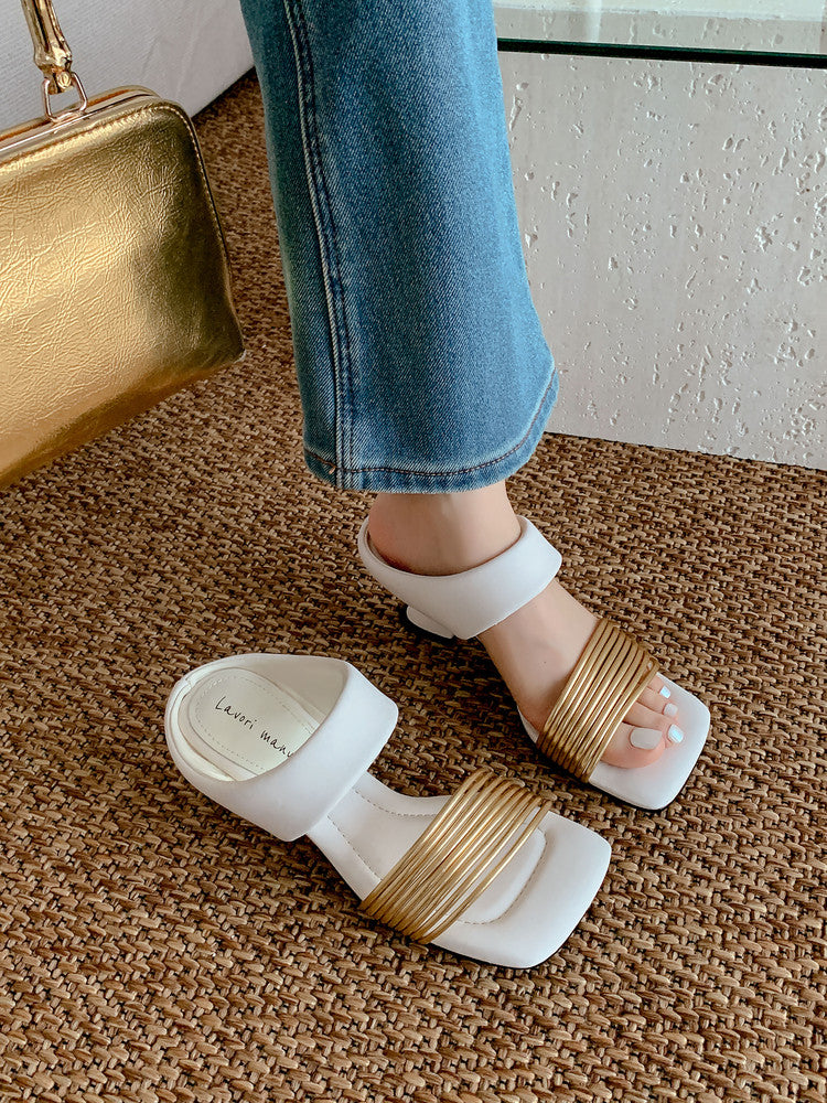 Karin Luna In Stock In Stock Minimalist Style Square-Toed Elegant Slippers
