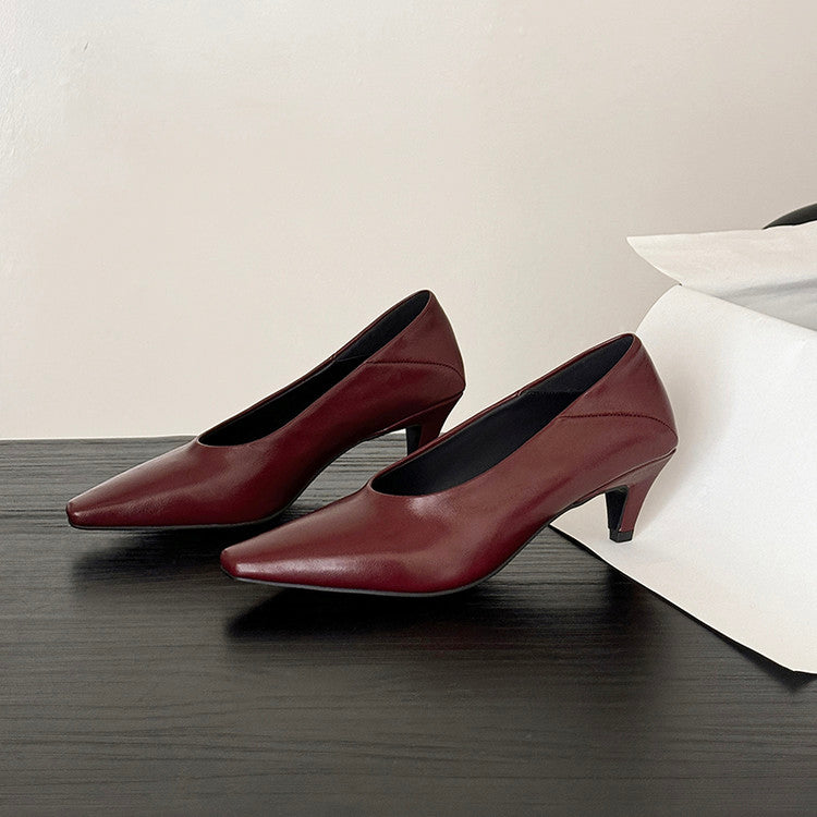 Karin Luna In Stock In Stock ~Basic Versatile French Style Small Square Toe Shallow Mouth Single Shoes